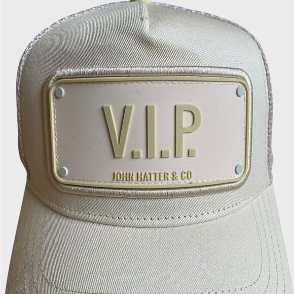 NWT John Hatter & Co VIP Trucker Hat Cap Ivory/Cream Adjustable Unisex Streetwea main image 5